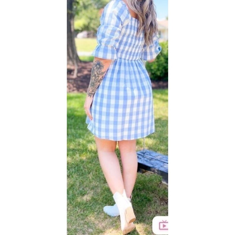 Skies are blue dress womens size small dress gingham dress blue and white NEW - Picture 5 of 10